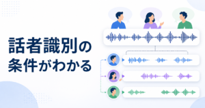 複数人の音声を話者別に識別する流れを示す概念イラスト