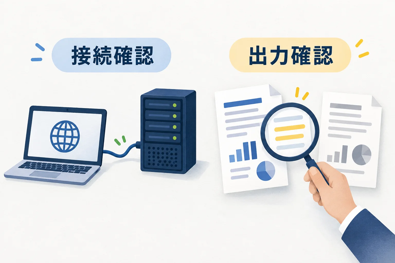 接続することと求めたファイルを確認することを分ける図