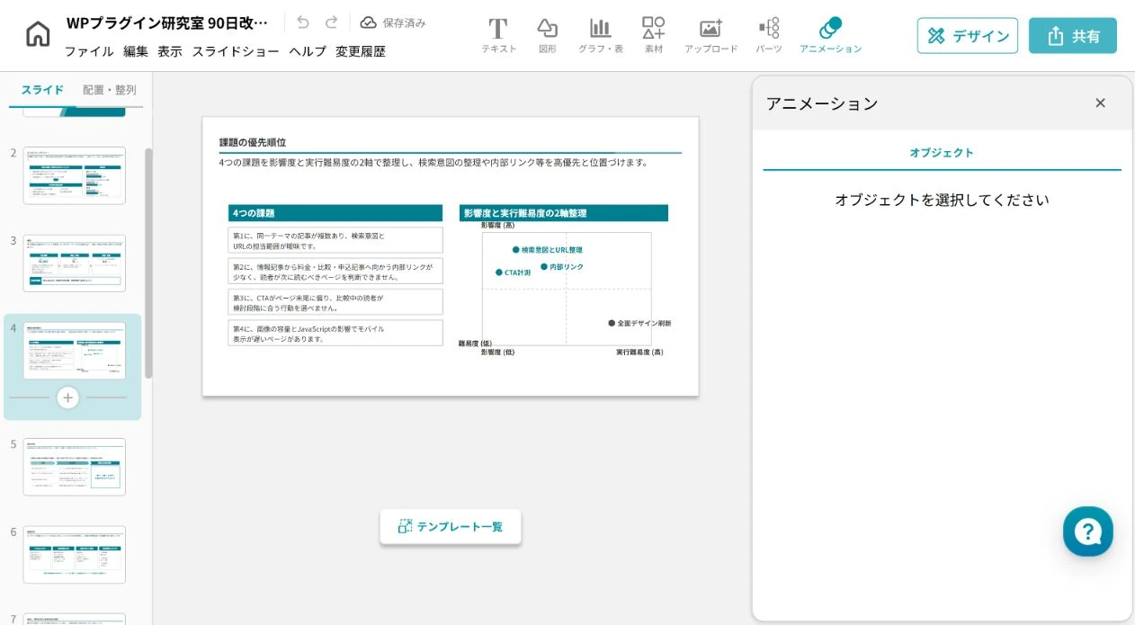 WordPressサイト改善課題を影響度と実行難易度で整理したイルシルのスライド
