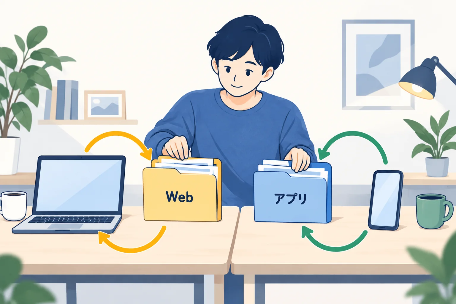 Webとアプリの契約元をそれぞれ確認する場面