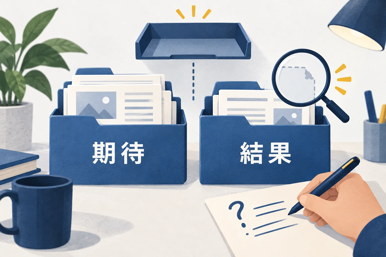 期待した結果と実際に出た結果を並べ、質問する箇所を絞る場面